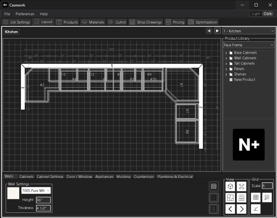 N+ Casework plan layout view